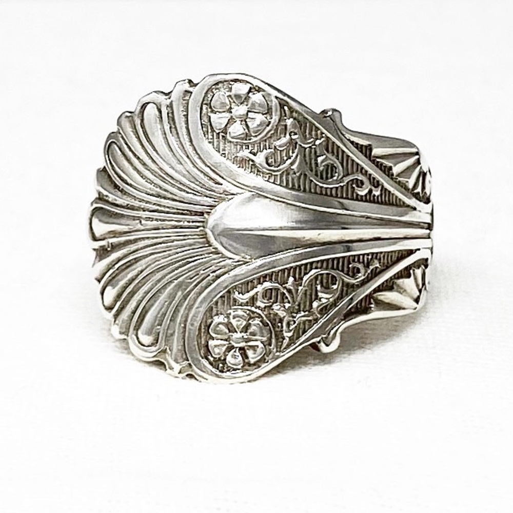 Rare Sterling Silver 925 Antique Spoon Ring Gem